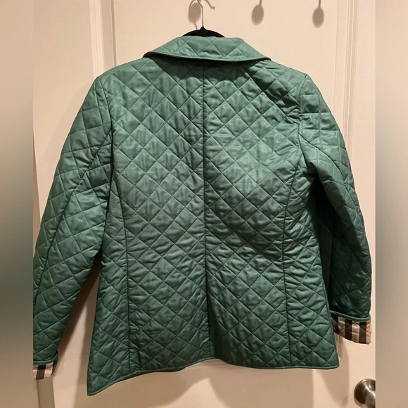 Green Burberry zip quilted jacket